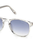 Tom Ford - "HOLT 2" Sunglasses in Shiny Grey Clear Frames and Gradient Blue Lenses