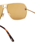 Tom Ford - "STAVROS" Gold and Amber Navigator Sunglasses