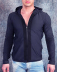 VESTRUM - "POLICASTRO" HI-TECH Hooded Jacket in Navy and Black