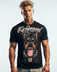 John Richmond - "ILLAPA" Doberman T-shirt in Black with Crystal Accents