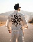Heart Earth Craft - "Fire God" Men's Sheer Linen Long Shirt