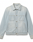 Flat-lay of the Road to Nowhere Cody railroad stripe jacket, showing chest pockets and contrast stitching.