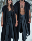 ZHANNAONA - "AGUSTIN" Mongolian Faux Fur Reversible Coat in Black