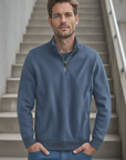 MACK WELDON - ACE Half Zip Sweatshirt in Blue Jean Heather