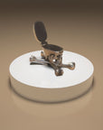 MARCOS - "SKULL PILLBOX/ASHTRAY" in Sterling Silver with Ebony Wood Inlay"