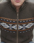 LOST HORIZONS - "AUSTIN" Wool Sweater with Fleece Lining in Dark Natural