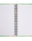 Tighter-framed open notebook