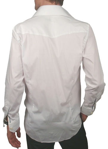 Men&#39;s Arnold Zimberg - Stretch Dress Shirt in White with Navy Details