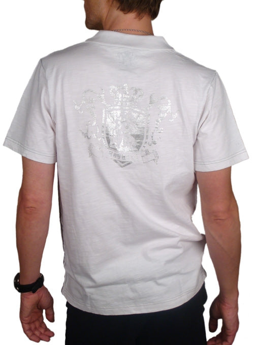Men&#39;s ROYALTY by RAW-7 - &quot;GRIFFIN&quot; Polo with Silver Foil Accents in White