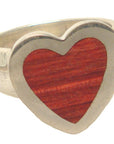 LYDIA MARCOS DESIGN - "HEART RING" with Inlaid Blood Wood and Sterling Silver