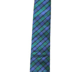 ARCHER ADAMS - "TARTAN" Dupion Silk Blunt Tie in Purple and Green