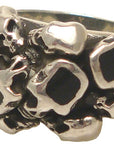 MARCOS - "MULTI-SKULL" Sterling Silver Ring with Ebony Wood Inlays
