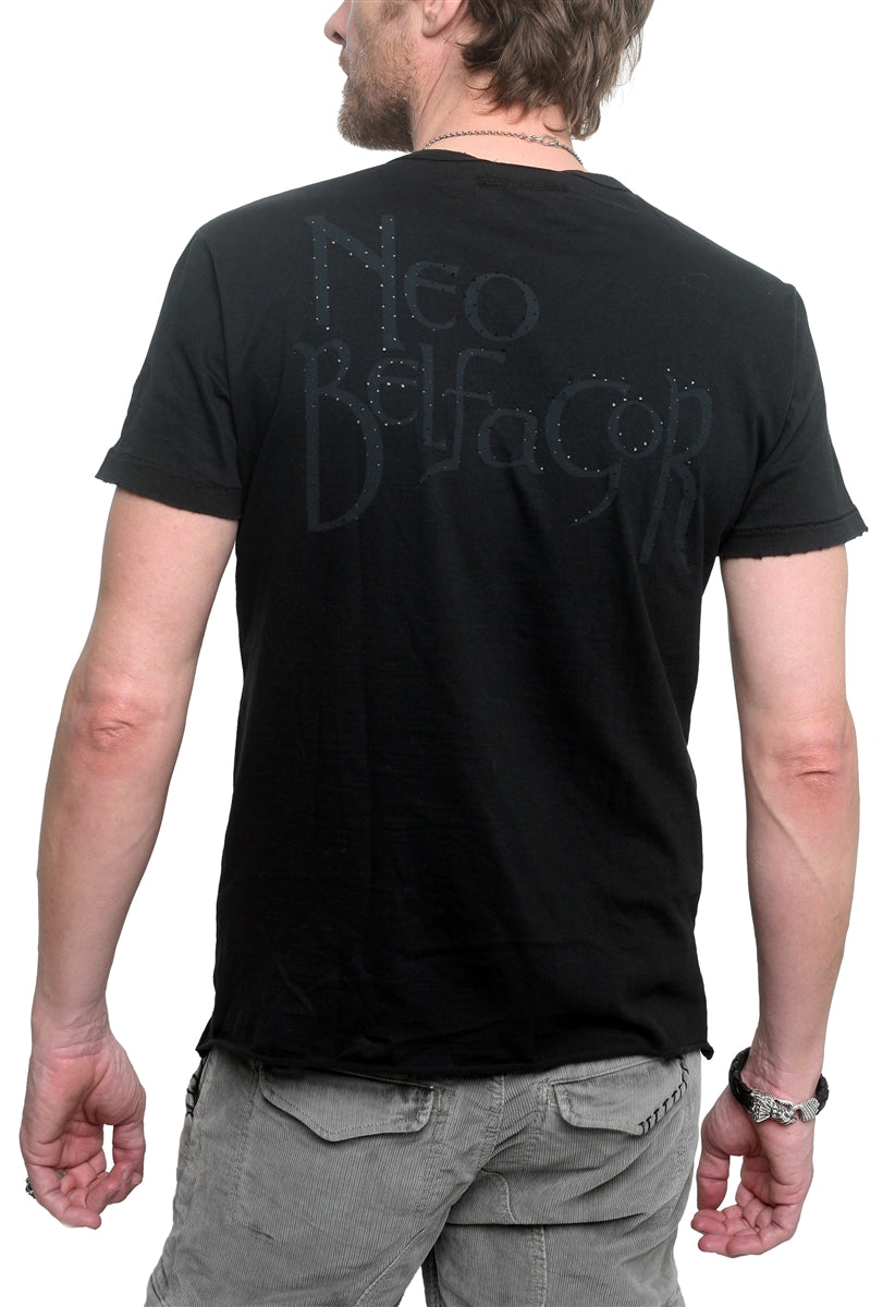 Men&#39;s RA-RE - &quot;BELFAGOR&quot; T-Shirt with Black Leather Accents