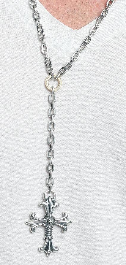 Double Cross by Travis Walker - &quot;KOVO&quot; Rosary in Sterling Silver, 18K Gold and Diamonds