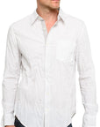 Men's RA-RE - "MAURICIO" Gray and White Micro Striped Shirt