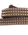 Red Monkey Design - "DUST" Antiqued Pyramid Studded Belt in Brown