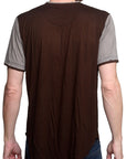 Men's Marcelo Pequeno - "TRIEVNO" Short Sleeve V-Neck Two-Tone Italian Jersey Shirt