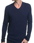 Men's Marcelo Pequeno - "AQUILA" Long Sleeved V-Neck Shirt in Navy