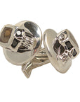 MARCOS - "BLACK DIAMOND SKULL" Sterling Cufflinks with Inlaid BOX ELDER Wood Accent