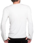 Men's GUNS Clothing - "V-NECK Long Sleeve" with Italian Leather Trim in White