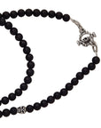 DOUBLE CROSS by Travis Walker - "MATTE ONYX and SKULL" Beaded Necklace - 21"