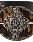 I.V.Y. - "DARK ROYALTY CROWN" Buckle in Sterling Silver with CLEAR Swarovski Crystals and Pyrite Stone Details