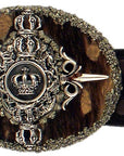 I.V.Y. - "DARK ROYALTY CROWN" Buckle in Sterling Silver with CLEAR Swarovski Crystals and Pyrite Stone Details