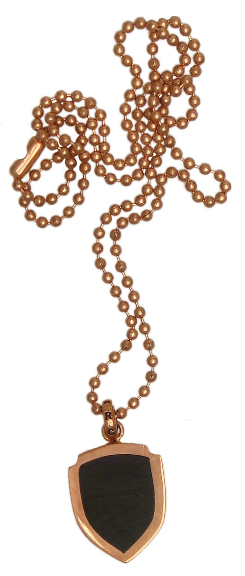 MARCOS - "SHIELD" Pendant in Copper with Ebony Wood Inlay