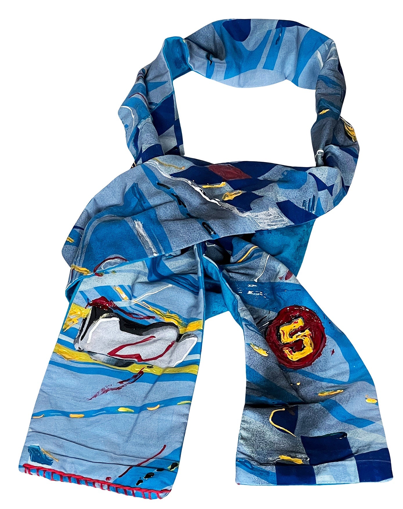 COWBOYS and DEMONS - &quot;SPEED RACER 2&quot; Scarf with Hand Applied Acrylic Accents