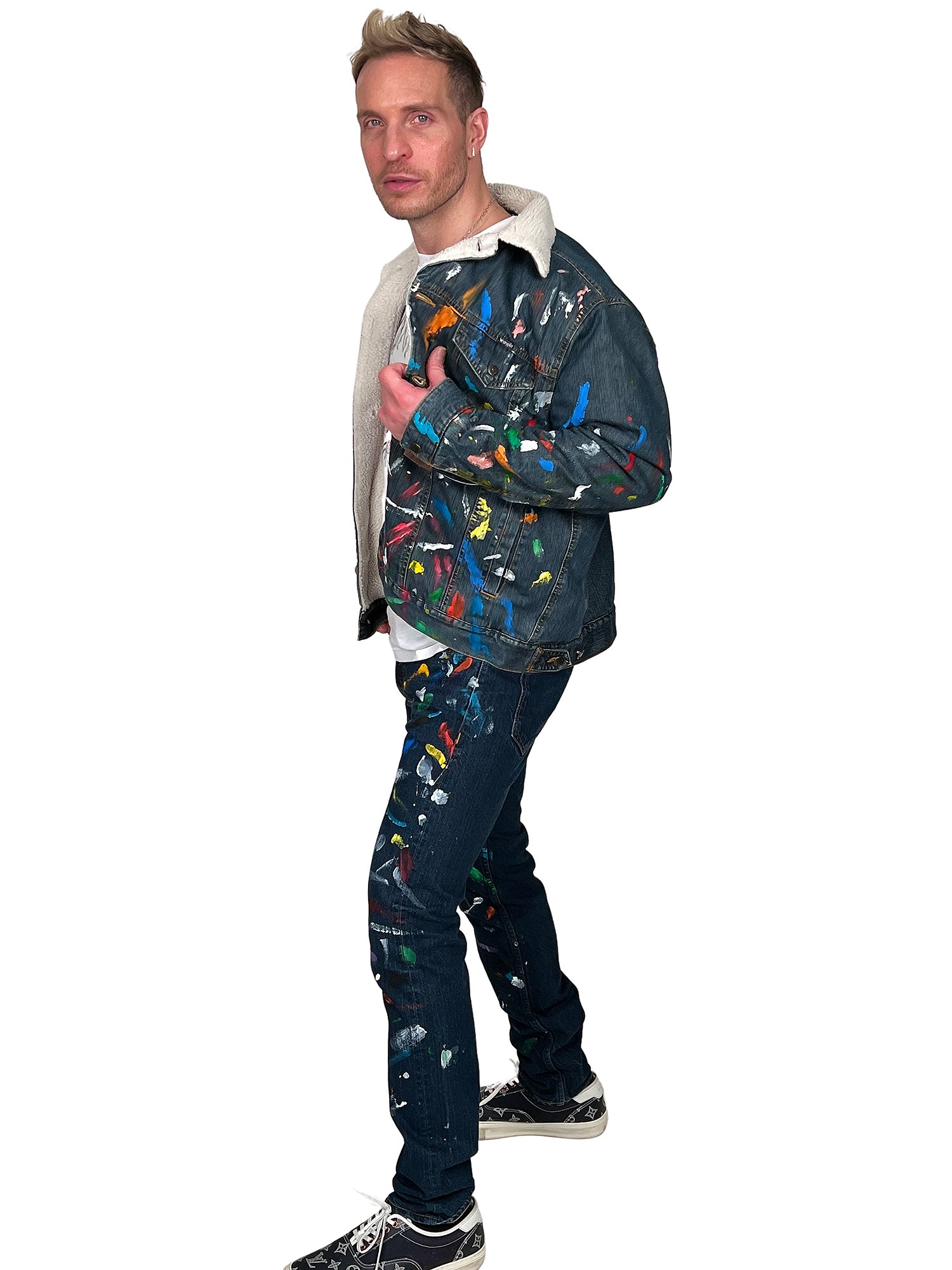 DAMIAN ELWES - &quot;Number 58&quot; - Hand Painted Denim Jacket by Damian Elwes