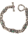 DOUBLE CROSS by Travis Walker - "CROSS LINK with Peridot Crystals" Sterling Silver Bracelet with Toggle