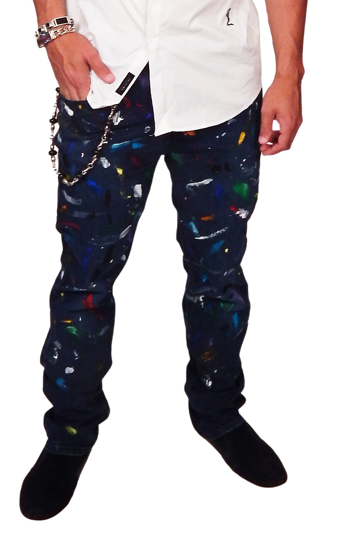 DAMIAN ELWES - &quot;Number 35&quot; - Hand Painted Jeans by Damian Elwes
