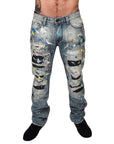 DAMIAN ELWES - "Number 49" - Hand Painted Jeans by Damian Elwes