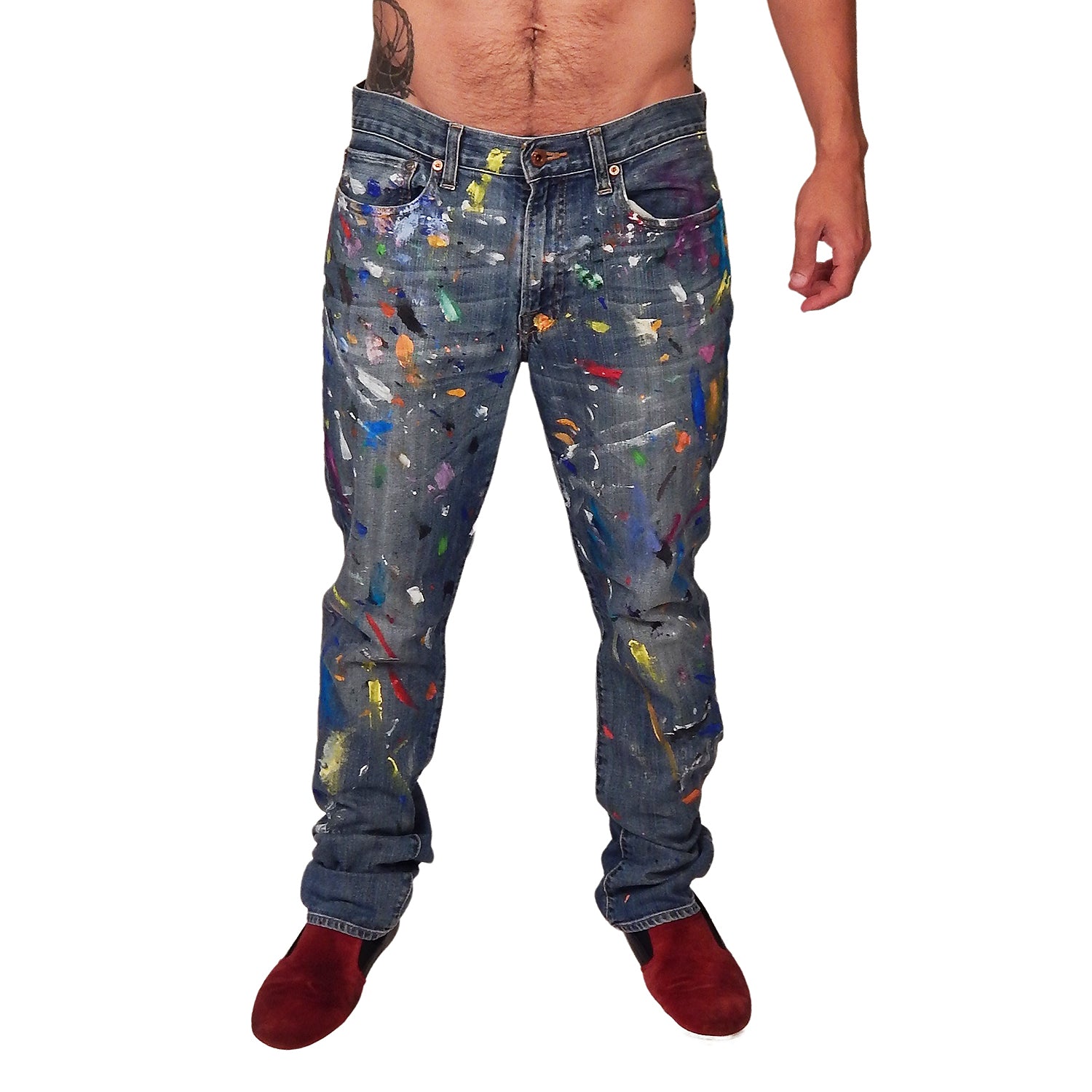 DAMIAN ELWES - &quot;Number 117&quot; - Hand Painted Jeans by Damian Elwes