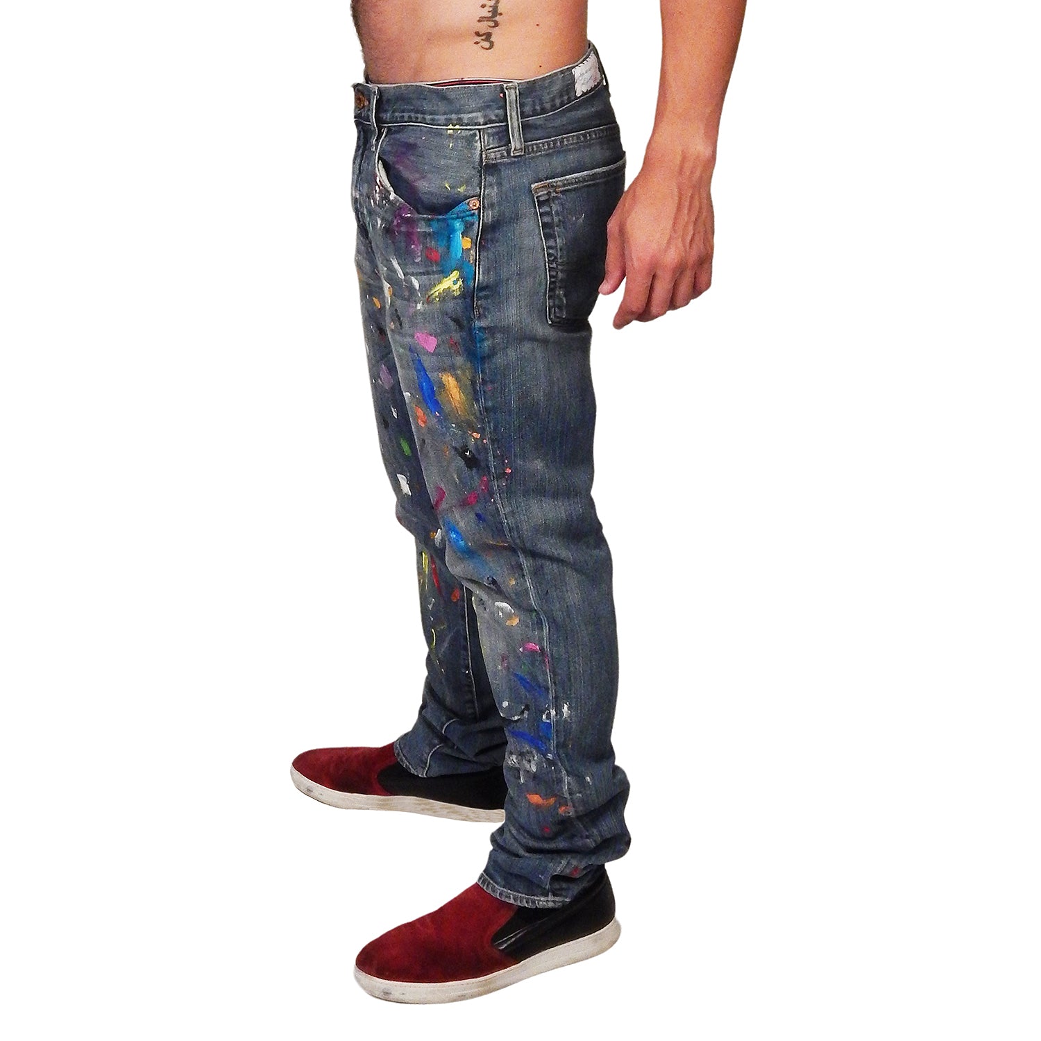 DAMIAN ELWES - &quot;Number 117&quot; - Hand Painted Jeans by Damian Elwes