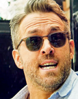 Garrett Leight - "KINNEY" Sunglasses in Clay Crystal Frames and Semi-Flat Pure Indigo Polarized Lenses