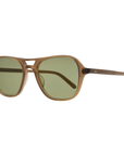 Garrett Leight - "DOC" Sunglasses with Matte Caramel Frames and Semi-Flat Green Lenses