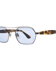 Garrett Leight - "GOLDIE" Sunglasses in Brushed Silver/Bio Spotted Tortoise Frames w/ Pacifica Lenses
