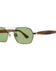 Garrett Leight - "GOLDIE" Sunglasses in Gold/Bio Blonde Tortoise Frames w/ Palm Lenses