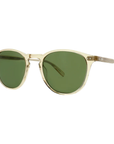 Garrett Leight - "HAMPTON" Sunglasses with Champagne Frames and Pure Green Lenses