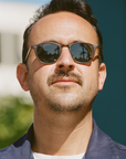 Garrett Leight - "HAMPTON" Sunglasses in BASALT Colored Frames with Semi-Flat Grey-Black Lenses