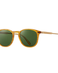 Garrett Leight - "KINNEY" Sunglasses in Butterscotch Frames with Pure Green Lenses
