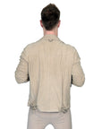 Men's John Richmond - "KONSOON" Leather Jacket in Bone