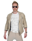 Men's John Richmond - "KONSOON" Leather Jacket in Bone