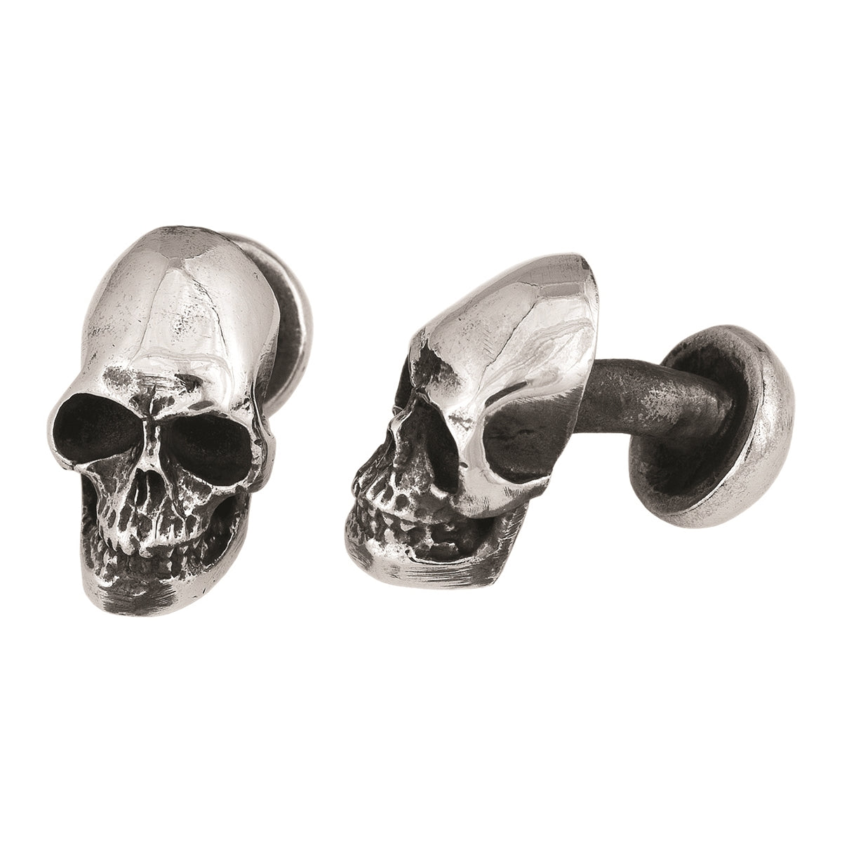 King Baby Studios - &quot;SKULL&quot; with Ball Post Silver Cuff Links