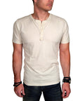 Prospective Flow - "OTARU" Henley Tee in Heather Natural