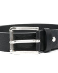 John Richmond - "BARAU" Roller Silver Buckle w/Embossed Leather Belt Strap