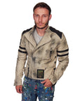 JUNKER DESIGNS - "SERPENT" Leather Biker Jacket in Off-White