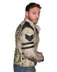 JUNKER DESIGNS - "SERPENT" Leather Biker Jacket in Off-White