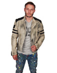 JUNKER DESIGNS - "SERPENT" Leather Biker Jacket in Off-White
